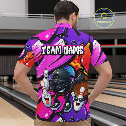 Custom Funny Bowling Jersey for Men Bowling Uniform Bowling Team Shirts Polo & 1/4 Zip HNT130