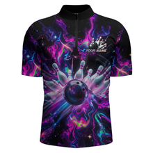 Load image into Gallery viewer, Custom Watercolor Pink Purple Bowling Jersey for Men Bowling Team Shirts Polo &amp; 1/4 Zip HNT268