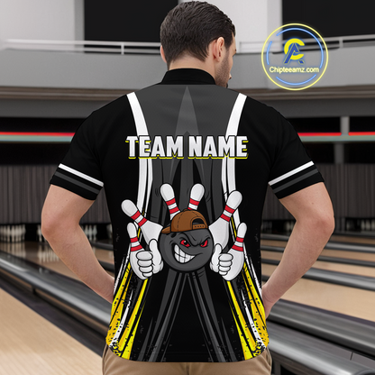Custom Funny Bowling Men Shirts Bowling Uniform Polo & 1/4 Zip Bowling Team Jerseys HNT101