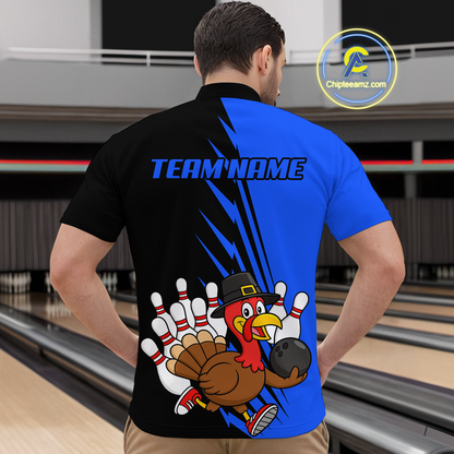 Blue Turkey Bowling Shirts for Women Men Team Custom Bowling Jerseys Thanksgiving MBL180