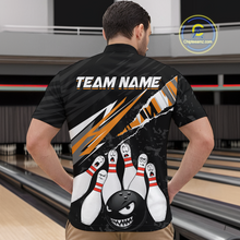 Load image into Gallery viewer, Custom Orange Funny Bowling Jersey for Men Bowling Uniform Polo &amp; 1/4 Zip Bowling Team Shirts HNT128