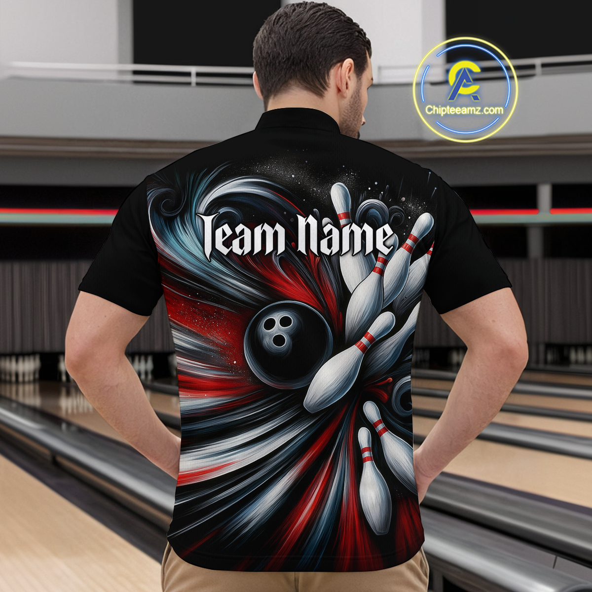 Custom Black Red Bowling Jersey for Men Custom Team Bowling Shirts Polo & 1/4 Zip HNT120