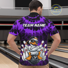Load image into Gallery viewer, Custom Purple Funny Duck Bowling Jersey for Men Bowling Uniform Polo &amp; 1/4 Zip Bowling Team Shirts HNT238