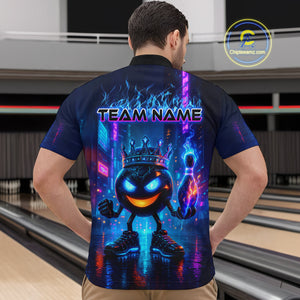 Custom Neon Lightning Bowling Shirt Funny Men Bowling Team Jersey Polo & 1/4-Zip Bowling Outfit QZT740