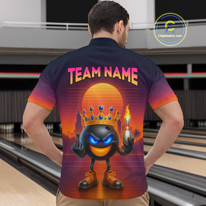 Custom Funny Bowling Jersey for Men Bowling Uniform Polo & 1/4 Zip Bowling Team Shirts HNT129