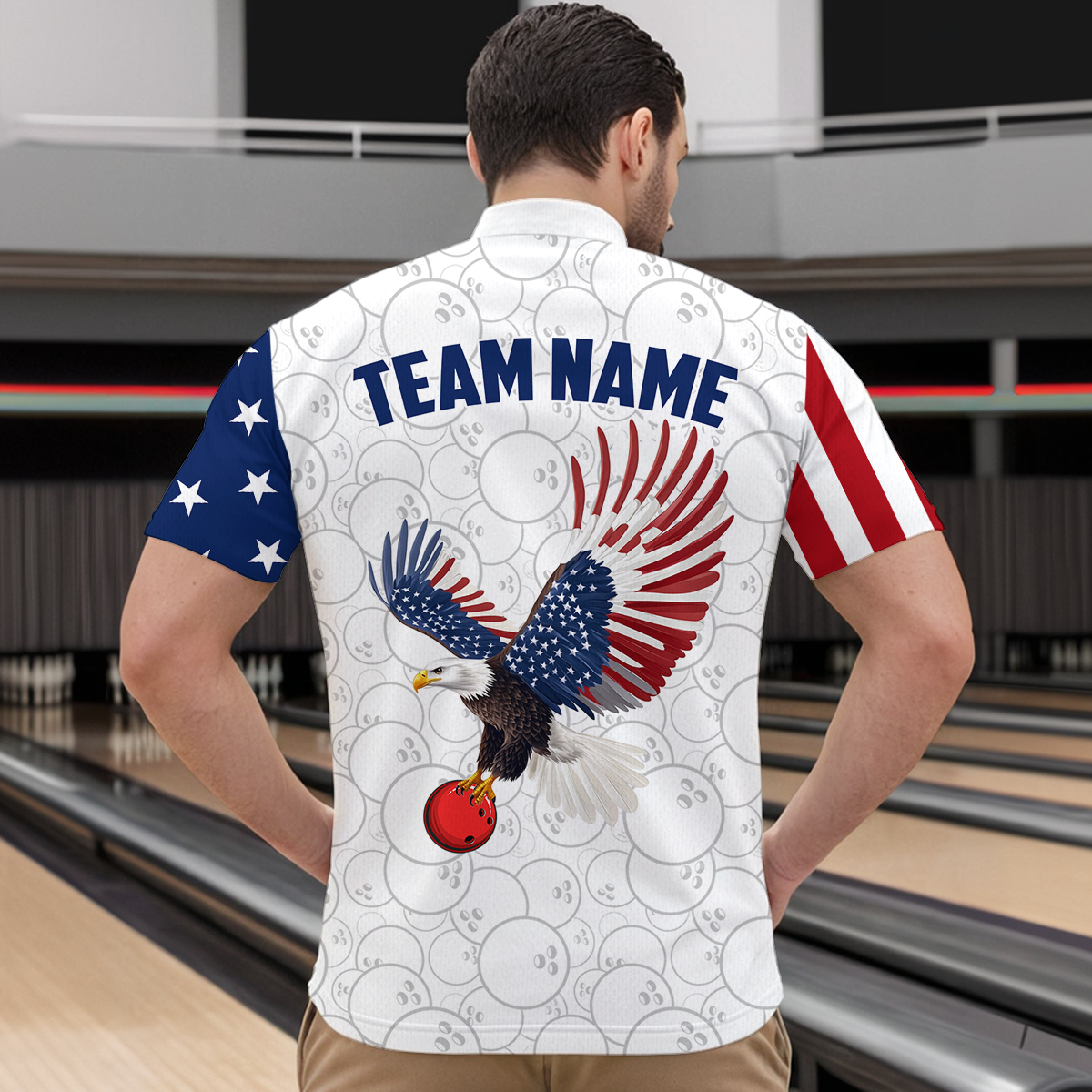 American Bowling 1/4 Zip Shirt Men & Women Custom Eagle Bowling Team Jersey Patriotic BDT560