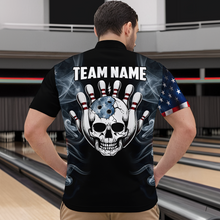 Load image into Gallery viewer, Custom Skull Bowling 1/4 Zip Shirts For Men Women American Flag Bowling Jersey Team BDT507