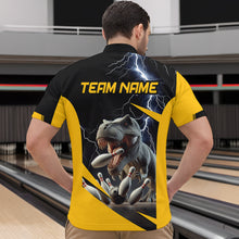 Load image into Gallery viewer, Yellow &amp; Black Thunder Dinosaur Bowling Shirts Custom Bowling Quarter-Zip Jersey for Men Women QZT669