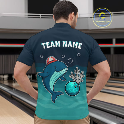 Custom Dolphin Bowling Shirt Summer Bowling Team League Quarter-Zip Bowling Outfit QZT699