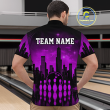 Load image into Gallery viewer, Purple Bowling Custom Men Bowling Shirt Polo &amp; Quarter-Zip Bowling Team Jerseys HNT66