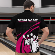 Load image into Gallery viewer, Pink Bowling Jersey Men Custom Bowling Team Shirts Unisex Bowling Men Short Sleeve Quarter-zip Shirt CP29