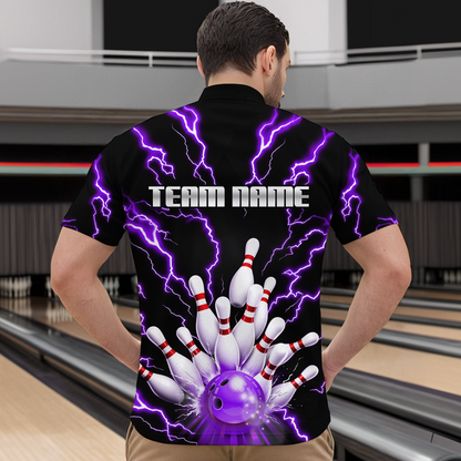 Thunder Lightning Purple Bowling Shirt Custom Bowling Jersey for Men Women Team MBL66