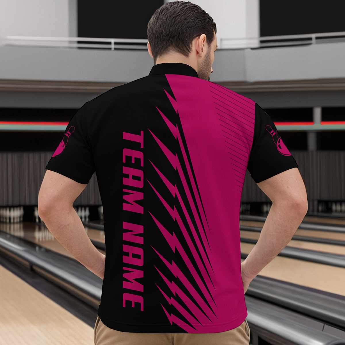 Custom Pink Bowling Shirts for Men Women Team Bowling Polo & 1/4 Zip Shirt MBL48