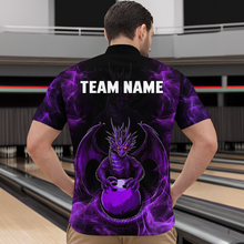 Load image into Gallery viewer, Purple Dragon Custom Name Bowling Shirts For Men, Bowling Team Jersey Polo &amp; Quarter-Zip Shirt HNT39