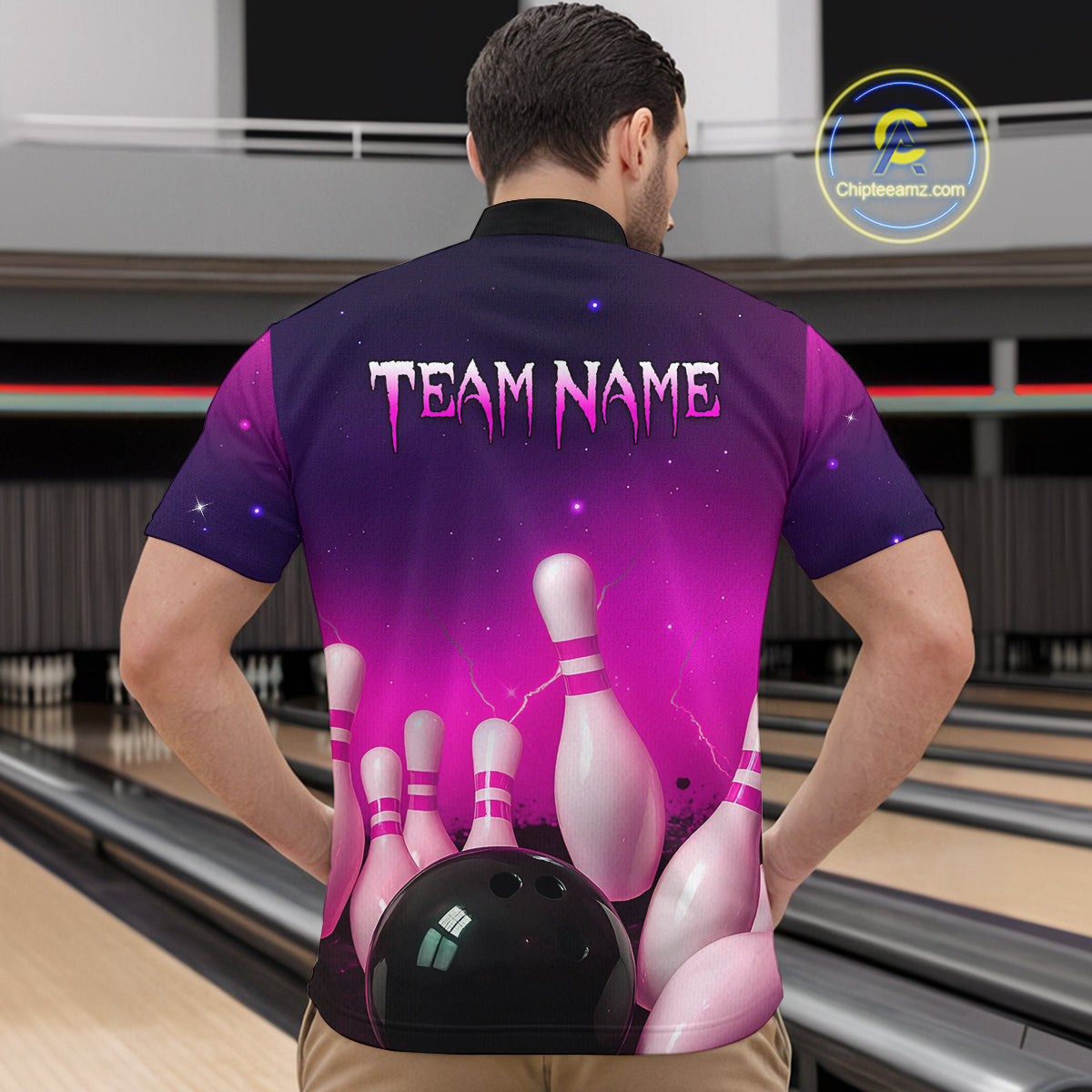 Purple Galaxy Bowling Shirts for Men Women Custom Team Bowling Jersey for Bowlers MBL125