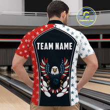 Load image into Gallery viewer, Eagel US Flag Bowling Custom Men Bowling Shirt Polo &amp; Quarter-Zip Bowling Team Jerseys HNT57