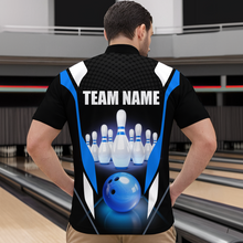 Load image into Gallery viewer, Blue Bowling Shirt for Men and Women Bowling Jersey with Team Bowling Polo &amp; 1/4 Zip MBL42