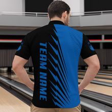 Load image into Gallery viewer, Custom Blue Bowling Shirts for Men Women Team Bowling Polo &amp; 1/4 Zip Shirt MBL48