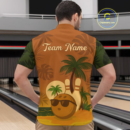 Summer Bowling Shirt for Men and Women Bowling Team League Quarter-Zip Gift for Bowlers QZT698