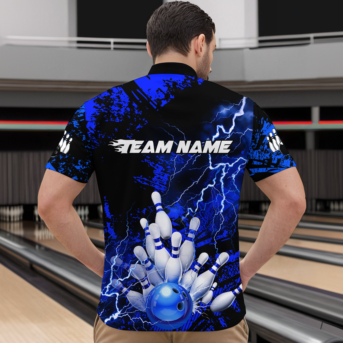 Blue Thunder Lightning Bowling Shirt Custom Colorful Bowling Jersey Men Women Team MBL67