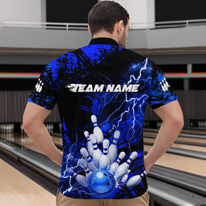 Blue Thunder Lightning Bowling Shirt Custom Colorful Bowling Jersey Men Women Team MBL67