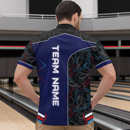 Bowling Jersey for Men Personalized Bowling Gifts for Men Bowling Team Shirts with Name Polo & 1/4 Zip HNT29