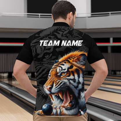 Custom Tiger Bowling Shirt Tiger Bowling Team League Unisex Quarter-Zip Bowling Outfit QZT638