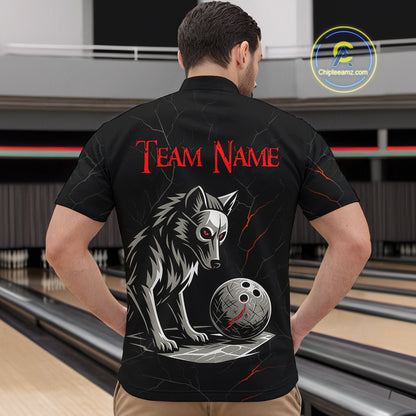 Wolf Bowling Shirt for Men Custom Bowling Team Jersey Black Polo & Quarter-Zip Bowling Unisex QZT700