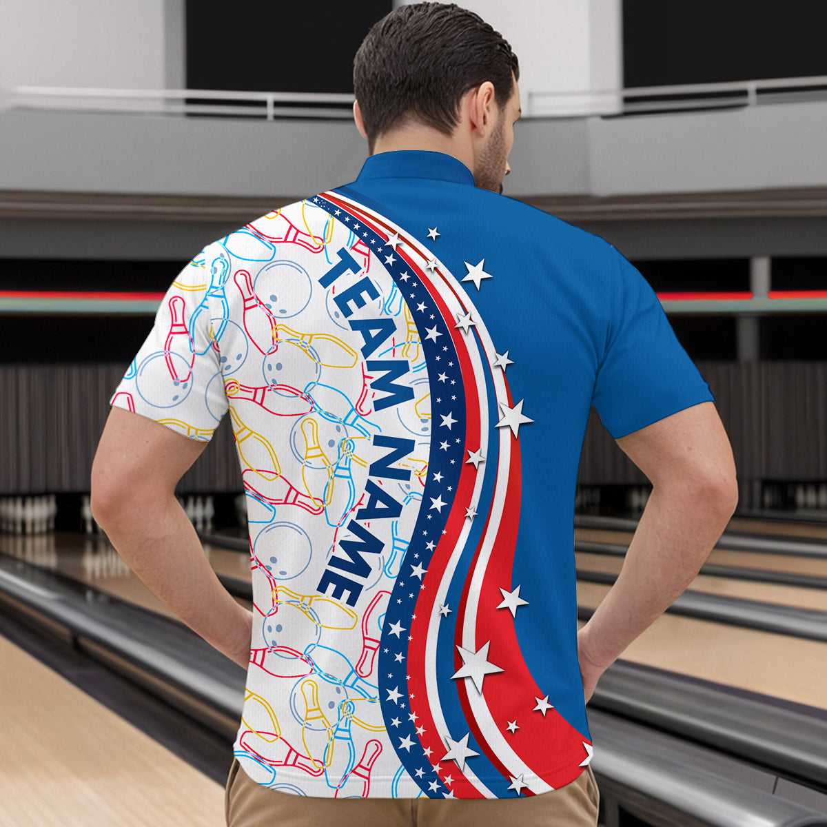 Patriotic Bowling Shirt for Men Women Team Custom Bowling Polo Shirt & 1/4 Zip Shirts MBL22