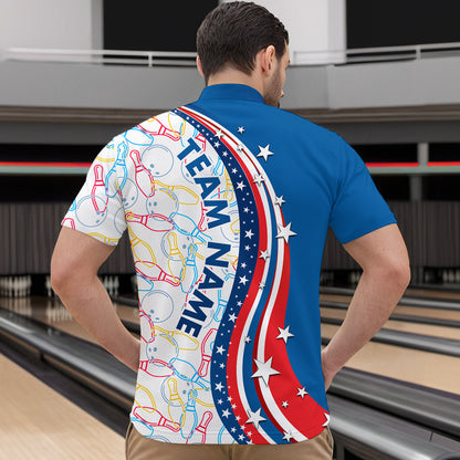 Patriotic Bowling Shirt for Men Women Team Custom Bowling Polo Shirt & 1/4 Zip Shirts MBL22