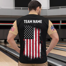 Load image into Gallery viewer, American Flag Brown Bowling Shirts for Men Women Team Bowling Jersey Polo &amp; 1/4 Zip MBL17