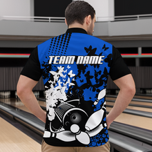 Load image into Gallery viewer, Custom Blue Butterflies Bowling Shirts for Men Women Bowling Jersey Team Name MBL79