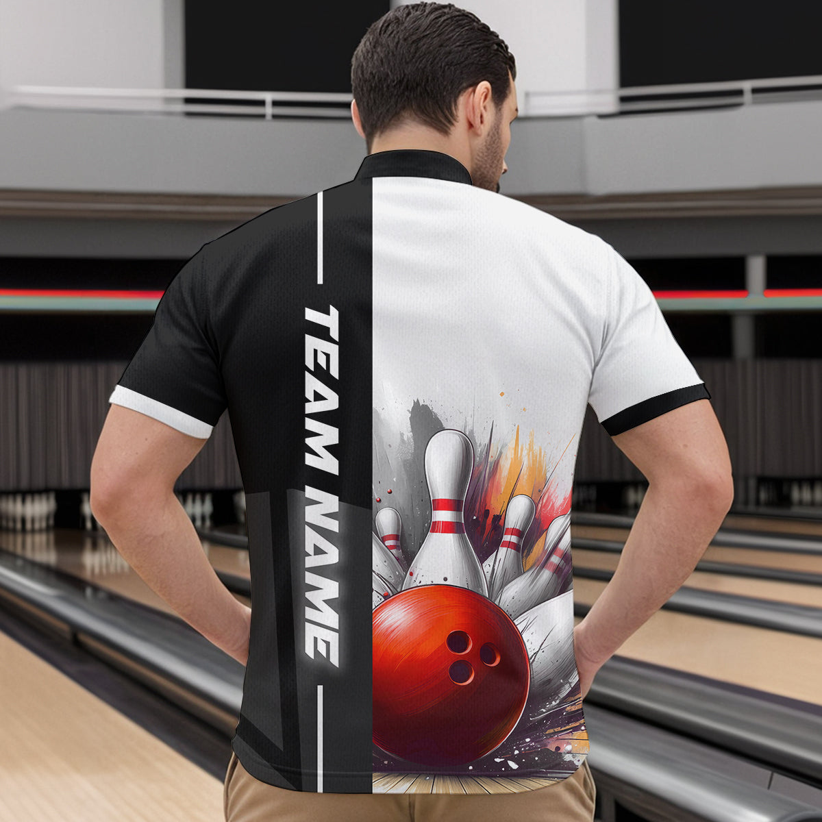 Custom Bowling Jersey for Men Bowling Gifts for Men Bowling Team Shirts with Name Polo & 1/4 Zip HNT25