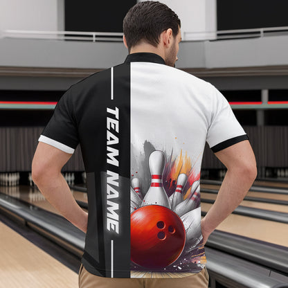 Custom Bowling Jersey for Men Bowling Gifts for Men Bowling Team Shirts with Name Polo & 1/4 Zip HNT25