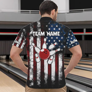 American Flag Bowling Shirts Unisex Custom 1/4 Bowling Team Jersey For Men & Women BDT479