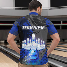 Load image into Gallery viewer, Fire Bowling Shirt Custom Blue Bowling Jersey for Men Women with Team Name MBL63