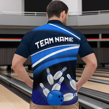 Load image into Gallery viewer, Custom Blue Bowling Jersey Bowling Team Shirts For Men Bowling League Polo &amp; 1/4 Zip HNT163