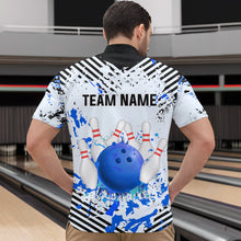 Load image into Gallery viewer, Blue Bowling Shirts Custom Watercolor Bowling Jersey for Men Women with Team Name MBL53