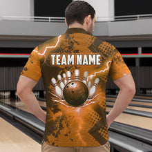Load image into Gallery viewer, Thunder Lightning Bowling Shirt Orange Bowling Jersey Men Women Team Bowling Shirts MBL64