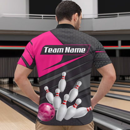 Pink Bowling Shirt for Men&Women Team Bowling Jersey Colorful Bowling Polo & 1/4 Zip MBL49