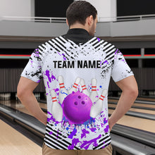 Load image into Gallery viewer, Purple Bowling Shirts Custom Watercolor Bowling Jersey for Men Women with Team Name MBL53