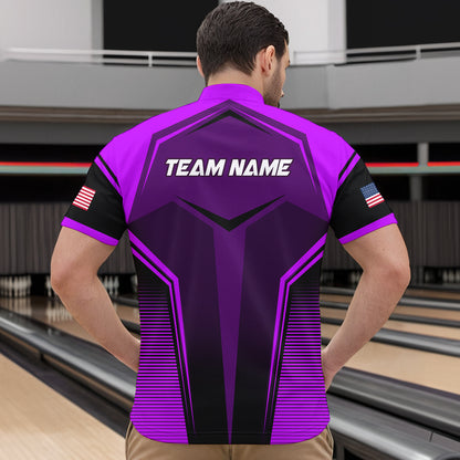 Custom Purple Bowling Jersey for Men Bowling Team Shirts Bowling Uniform Polo & 1/4 Zip HNT158