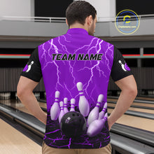 Load image into Gallery viewer, Purple Thunder Lightning &amp; Lava Bowling Shirt for Men Women Team Bowling Jersey MBL92