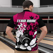 Load image into Gallery viewer, Custom Pink Butterflies Bowling Shirts for Men Women Bowling Jersey Team Name MBL79