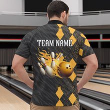 Load image into Gallery viewer, Flame Yellow Bowling Team Shirt Custom Bowling Jersey for Men Women Flame Quarter-Zip Shirt QZT679