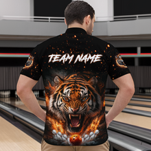Load image into Gallery viewer, Custom Flame Tiger Bowling Shirt Orange Quarter Zip Bowling Jersey for Men and Women Gifts QZT639