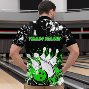 Green Watercolor Bowling Shirts Men Women Team Custom Bowling Polo & 1/4 Zip Shirt MBL60