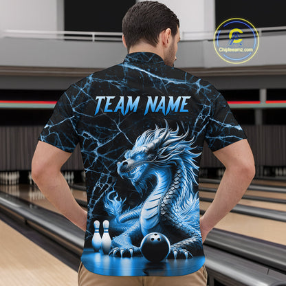Ice Dragon Bowling Shirt Custom Bowling Team League Quarter-Zip Bowling Jersey Bowlers Gift QZT692