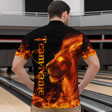 Load image into Gallery viewer, Orange Flaming Lion Bowling Custom Men Bowling Polo &amp; Quarter-Zip Bowling Team Jerseys HNT43