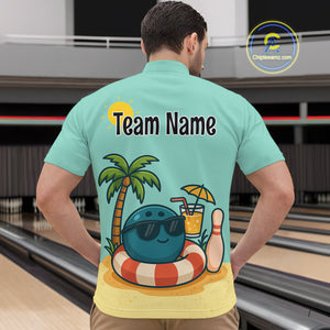 Summer Funny Bowling Jersey for Men Women Custom 1/4-Zip Bowling Shirt Bowling League Outfit QZT696